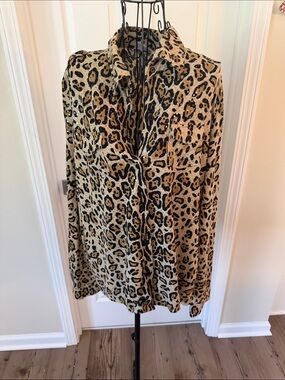 Diane Gilman Leopard-Print Button Down Shirt in Tan and Black